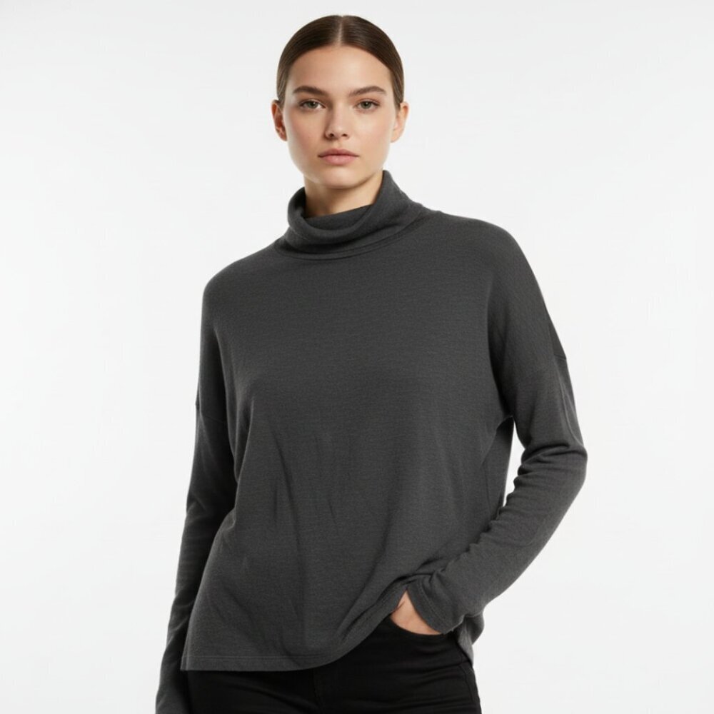 Abercrombie & Fitch Charcoal Turtleneck Long Sleeve Top - Size L